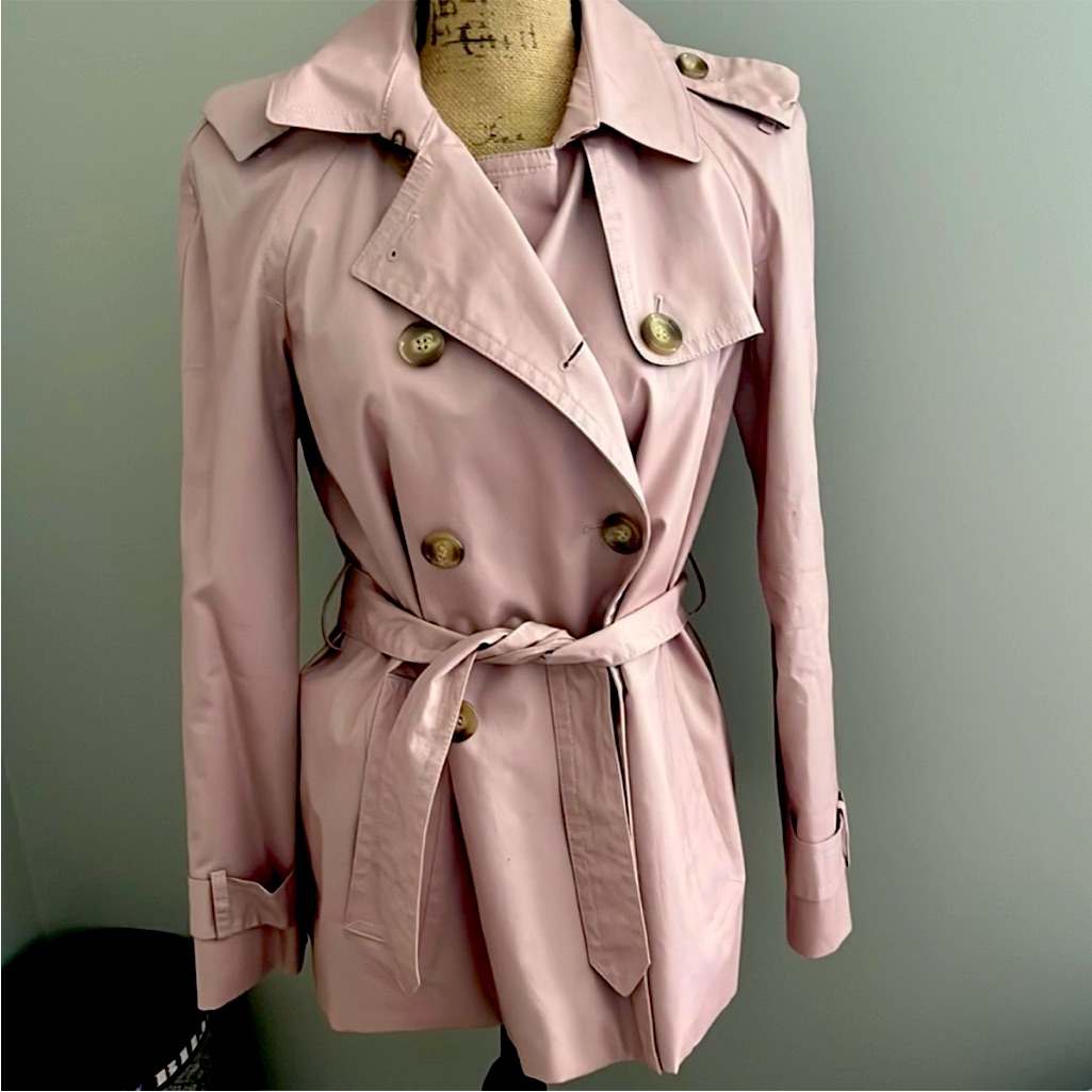 Nwot Coach Short Trench Coat. Size Small In Blush Pink